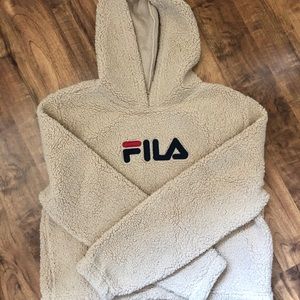 NWOT Urban Outfitters Beige Sherpa Fila Hoodie
